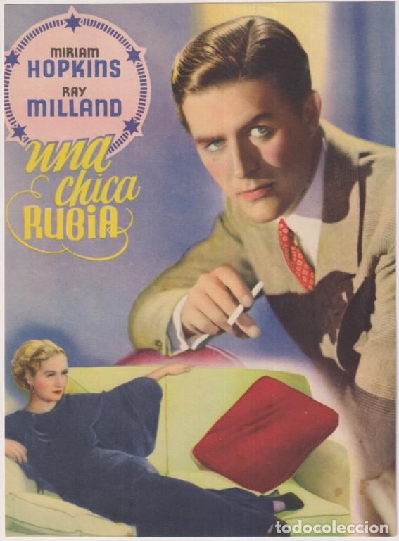 Cine: Una chica rubia. Ficha cinematogr&aacute;fica. Colecci&oacute;n Film&oacute;fono n&ordm; 24