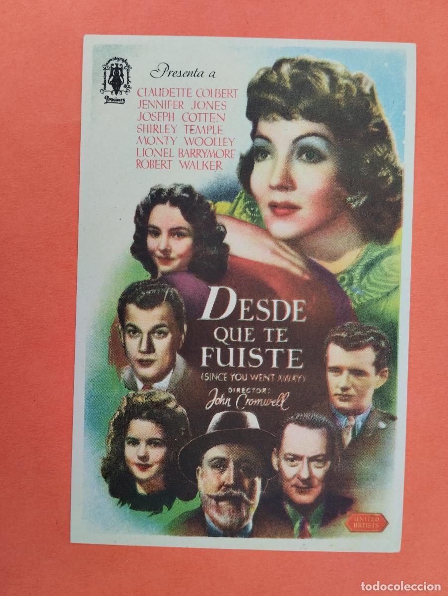 Cine: PROGRAMA CINE. DESDE QUE TE FUISTE. REVERSO EN BLANCO.