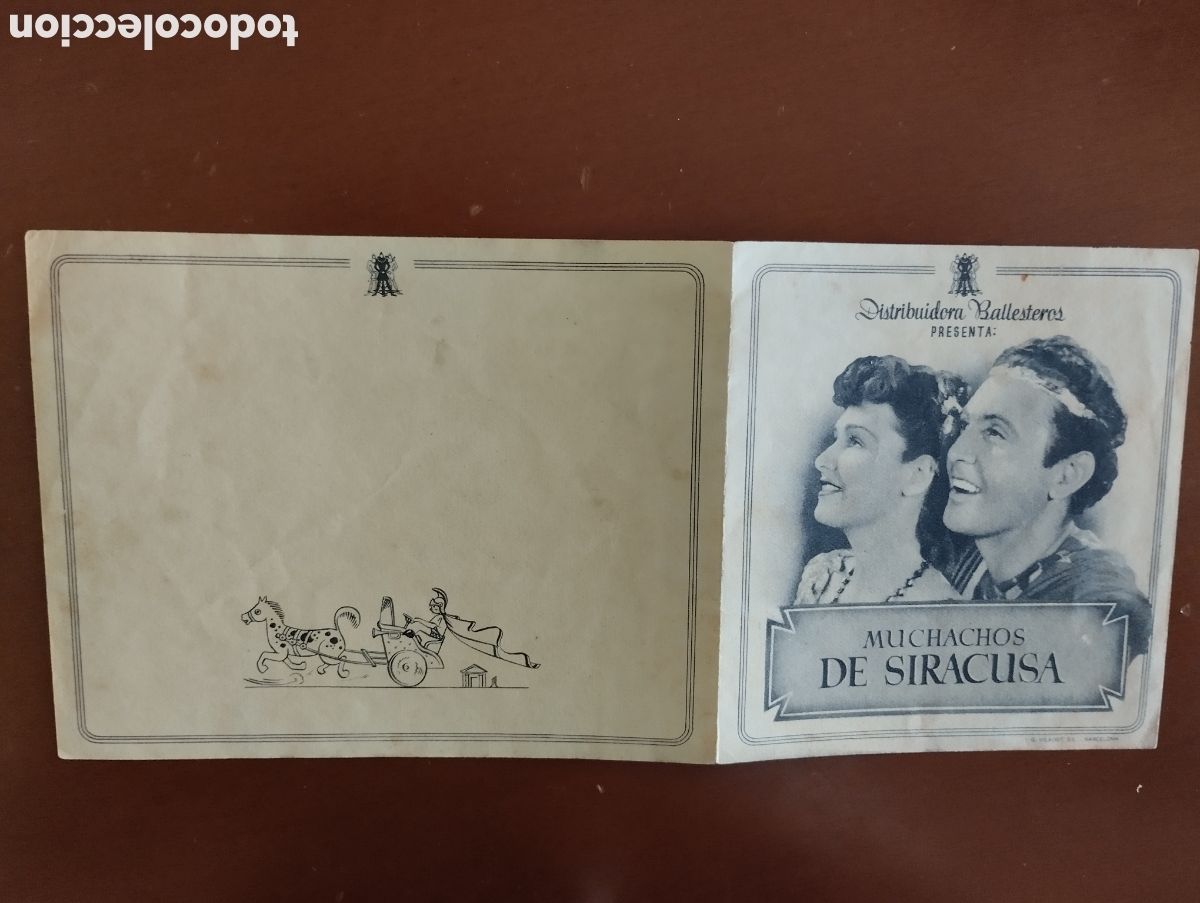 Cine: Folleto Programa de cine DOBLE - MUCHACHOS DE SIRACUSA