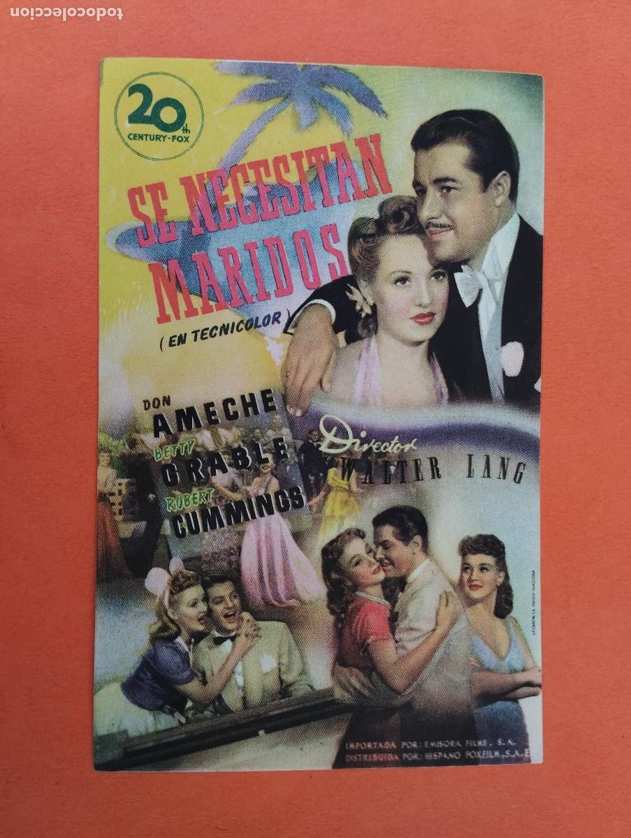 Cine: PROGRAMA CINE. SE NECESITAN MARIDOS. REVERSO EN BLANCO.