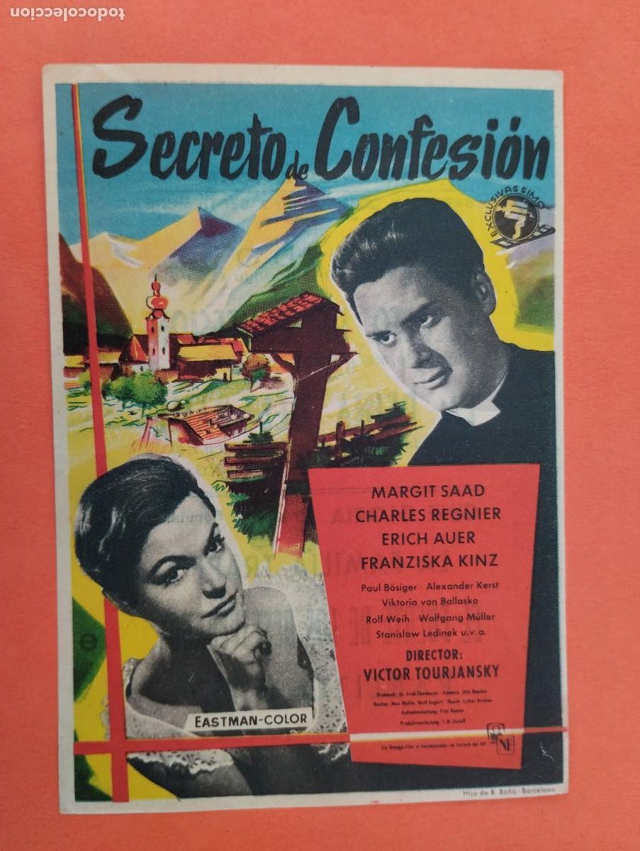 Cine: PROGRAMA CINE. SECRETO DE CONFESION. SALA ARGENTONA.. CINE GLORIA.
