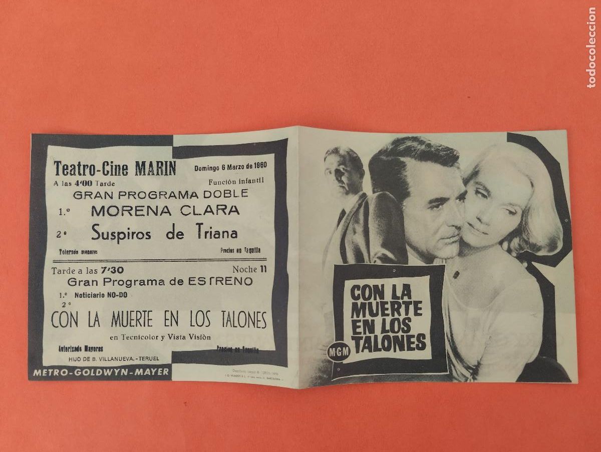 Cine: PROGRAMA CINE. CON LA MUERTE EN LOS TALONES. CINE MARIN. TERUEL.. - Foto 1