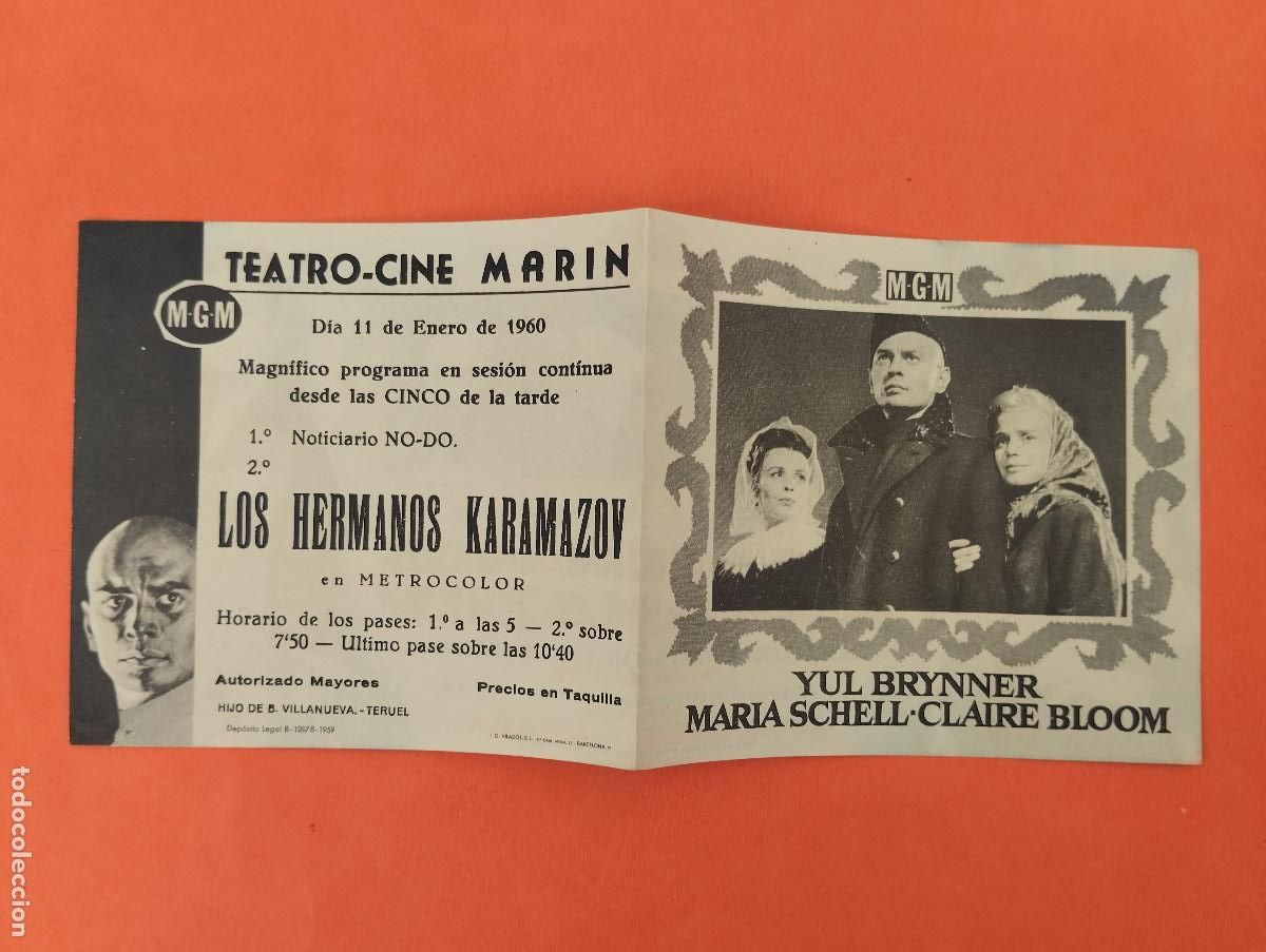 Cine: PROGRAMA CINE. LOS HERMANOS KARAMAZOV. CINE MARIN. TERUEL..