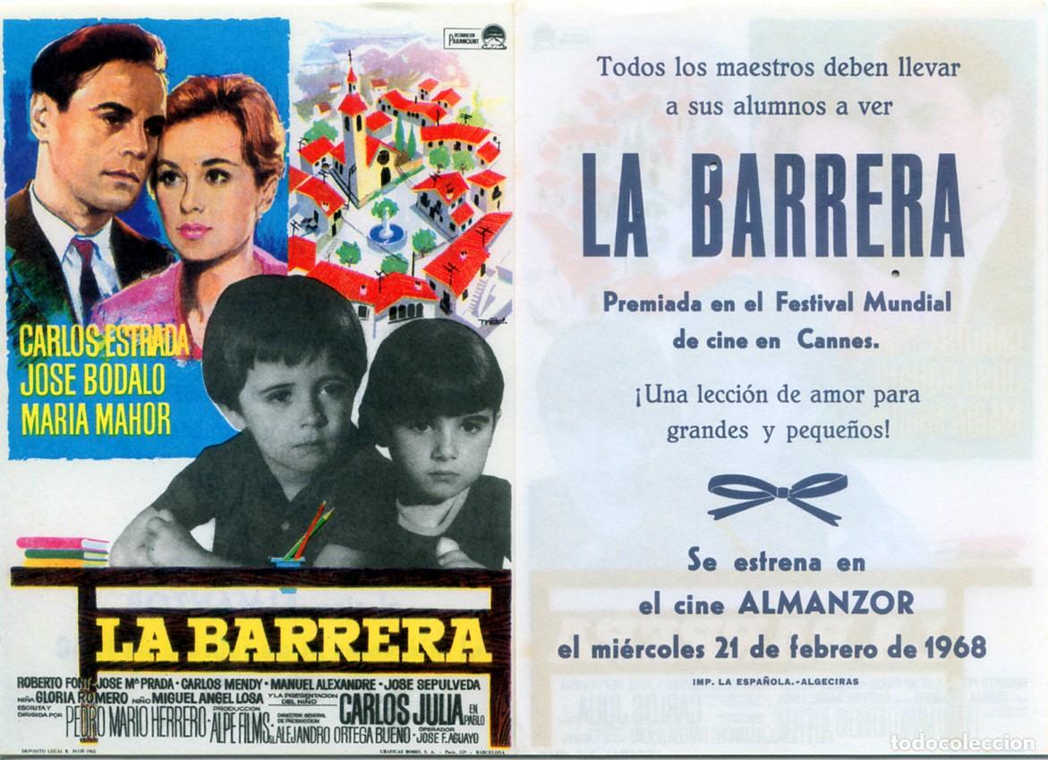 Cine: FOLLETO DE MANO ORIGINAL LA BARRERA CINE ALMANZOR 1968 ALGECIRAS
