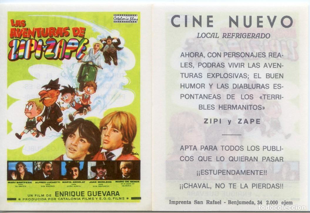 Cine: FOLLETO DE MANO ORIGINAL LAS AVENTURAS DE ZIPI Y ZAPE CINE NUEVO BARCELONA