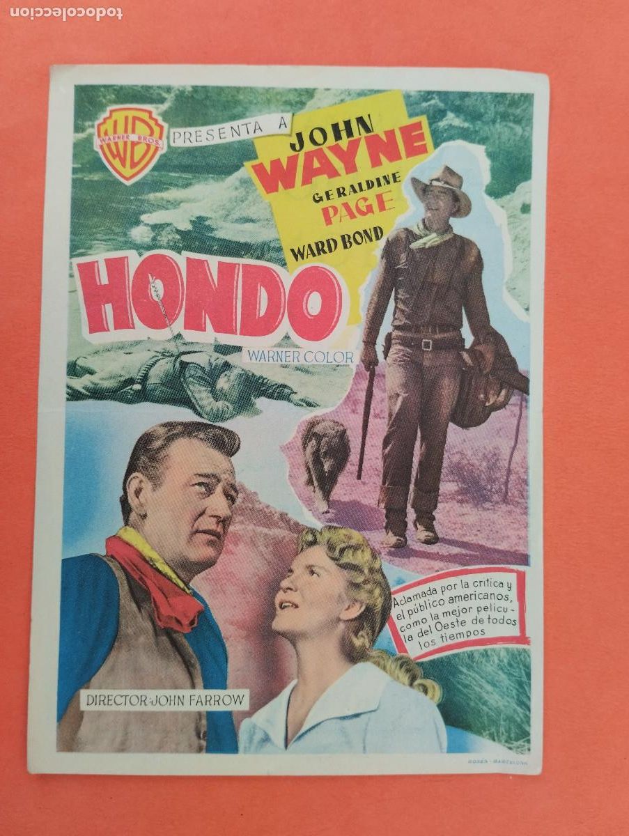 Cine: PROGRAMA CINE. HONDO. JOHN WAYNE. CINE PALAFOX ZARAGOZA..