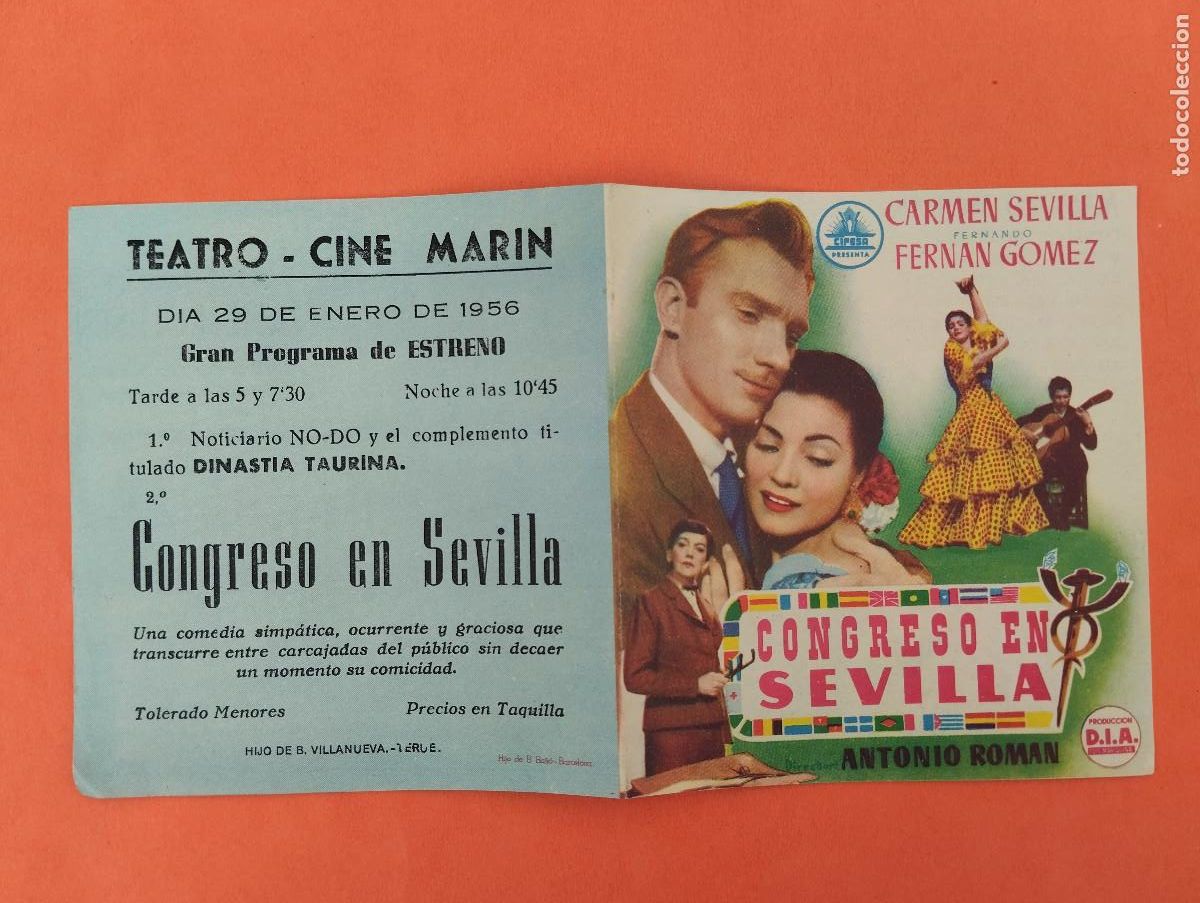 Cine: PROGRAMA CINE. CONGRESO EN SEVILLA. CINE MARIN. TERUEL..