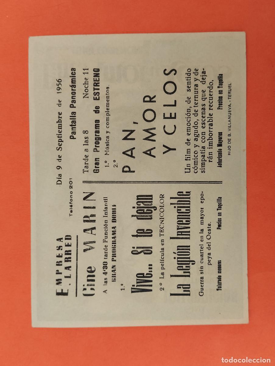 Cine: PROGRAMA CINE. PAN AMOR Y ...CELOS. CINE MARIN. TERUEL.. - Foto 2