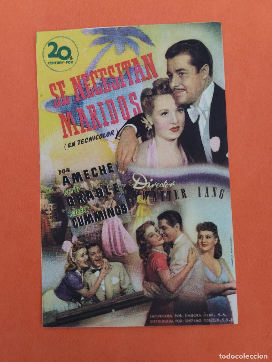 Cine: PROGRAMA CINE. SE NECESITAN MARIDOS. REVERSO EN BLANCO.