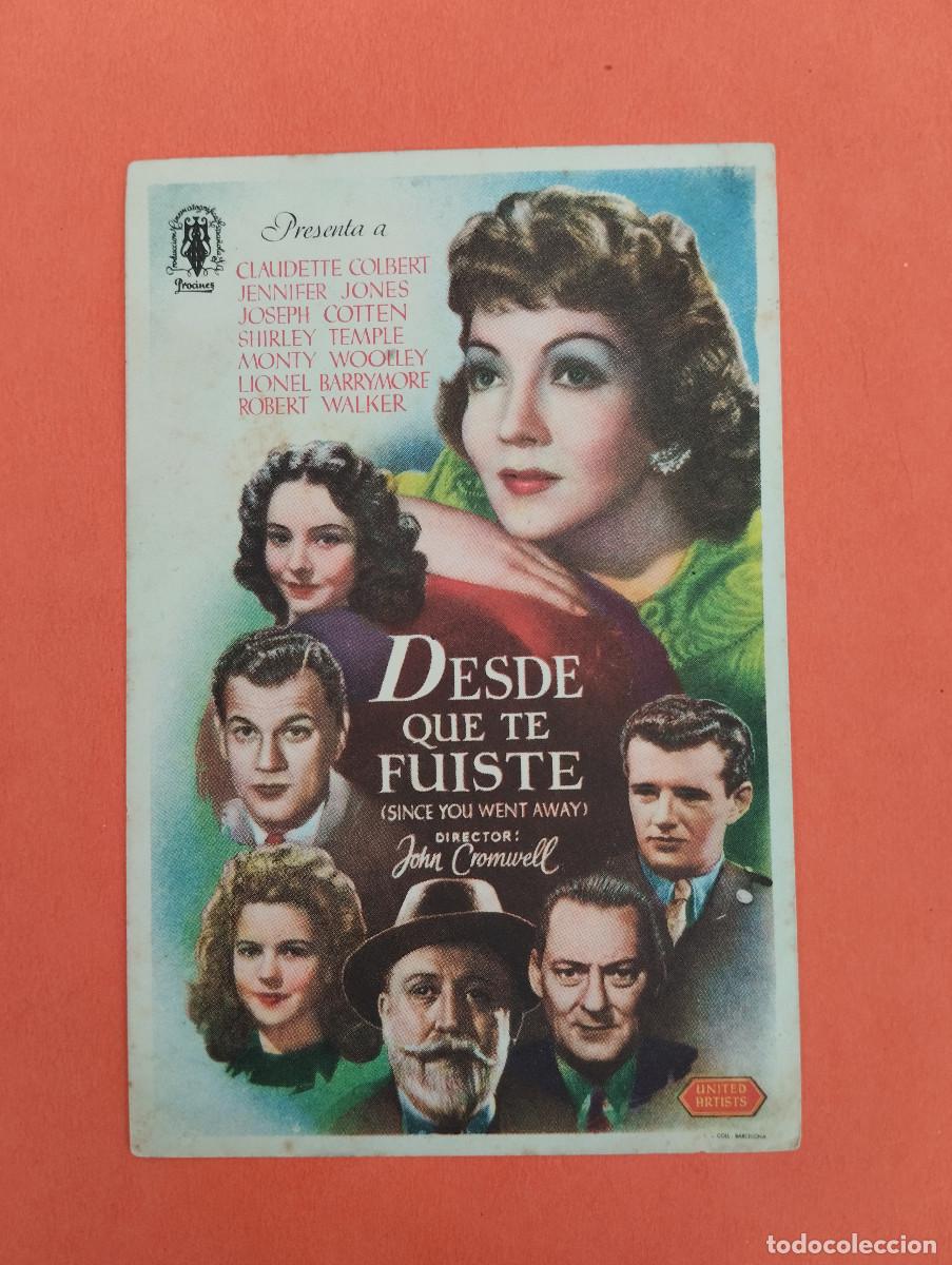 Cine: PROGRAMA CINE. DESDE QUE TE FUISTE. REVERSO EN BLANCO.