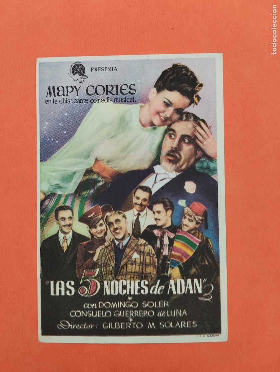 Flyers Publicitaires de Films Anciens: PROGRAMA CINE. LAS 5 NOCHES DE ADAN. REVERSO EN BLANCO.