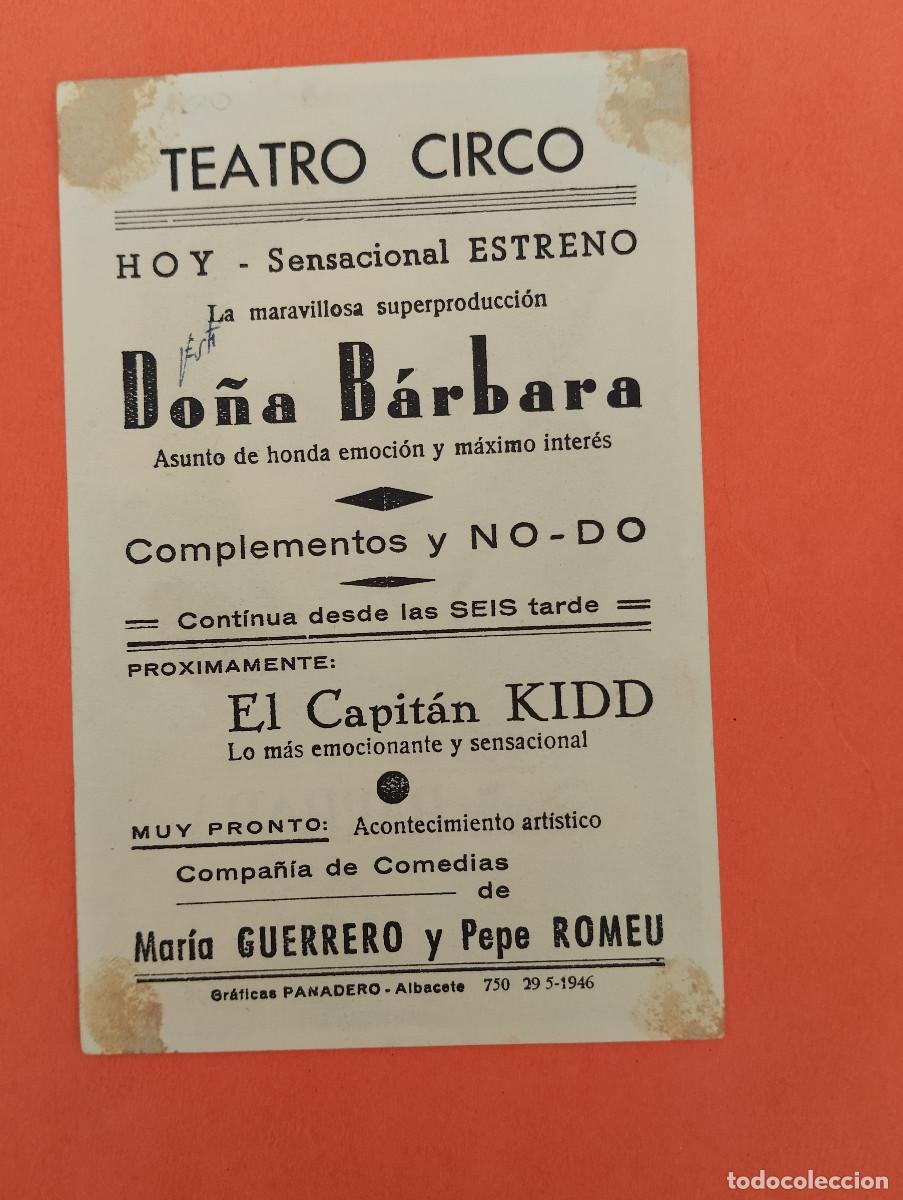 Cine: PROGRAMA CINE. TEATRO CIRCO. GRAF. PANADERO. ALBACETE.. - Foto 2