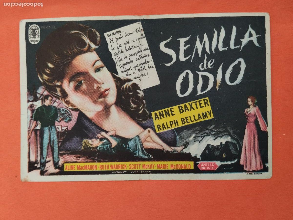 Cine: PROGRAMA CINE. SEMILLA DE ODIO. REVERSO EN BLANCO. - Foto 1