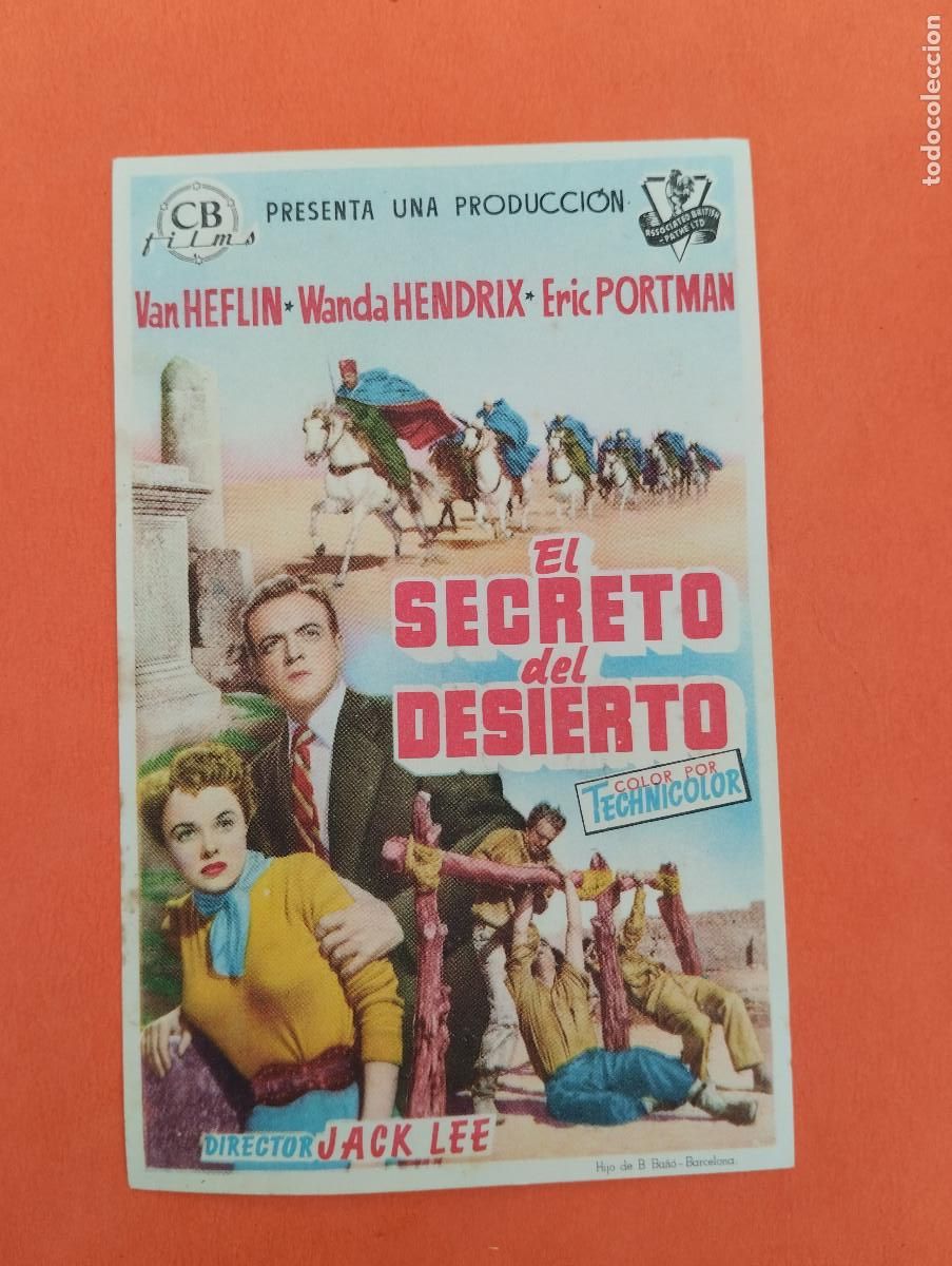 Cine: PROGRAMA CINE. EL SECRETO DEL DESIERTO. REVERSO EN BLANCO.