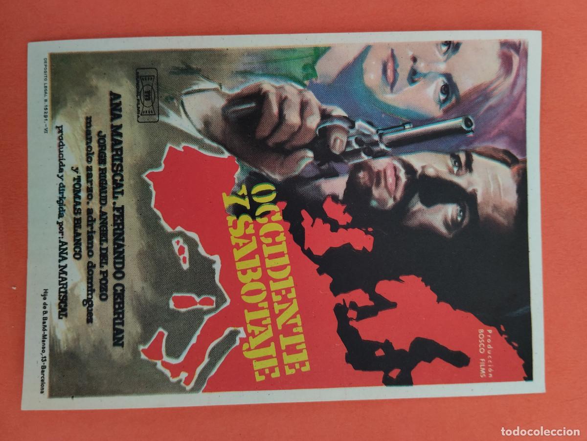Cine: PROGRAMA CINE. OCCIDENTE Y SABOTAJE. REVERSO EN BLANCO.
