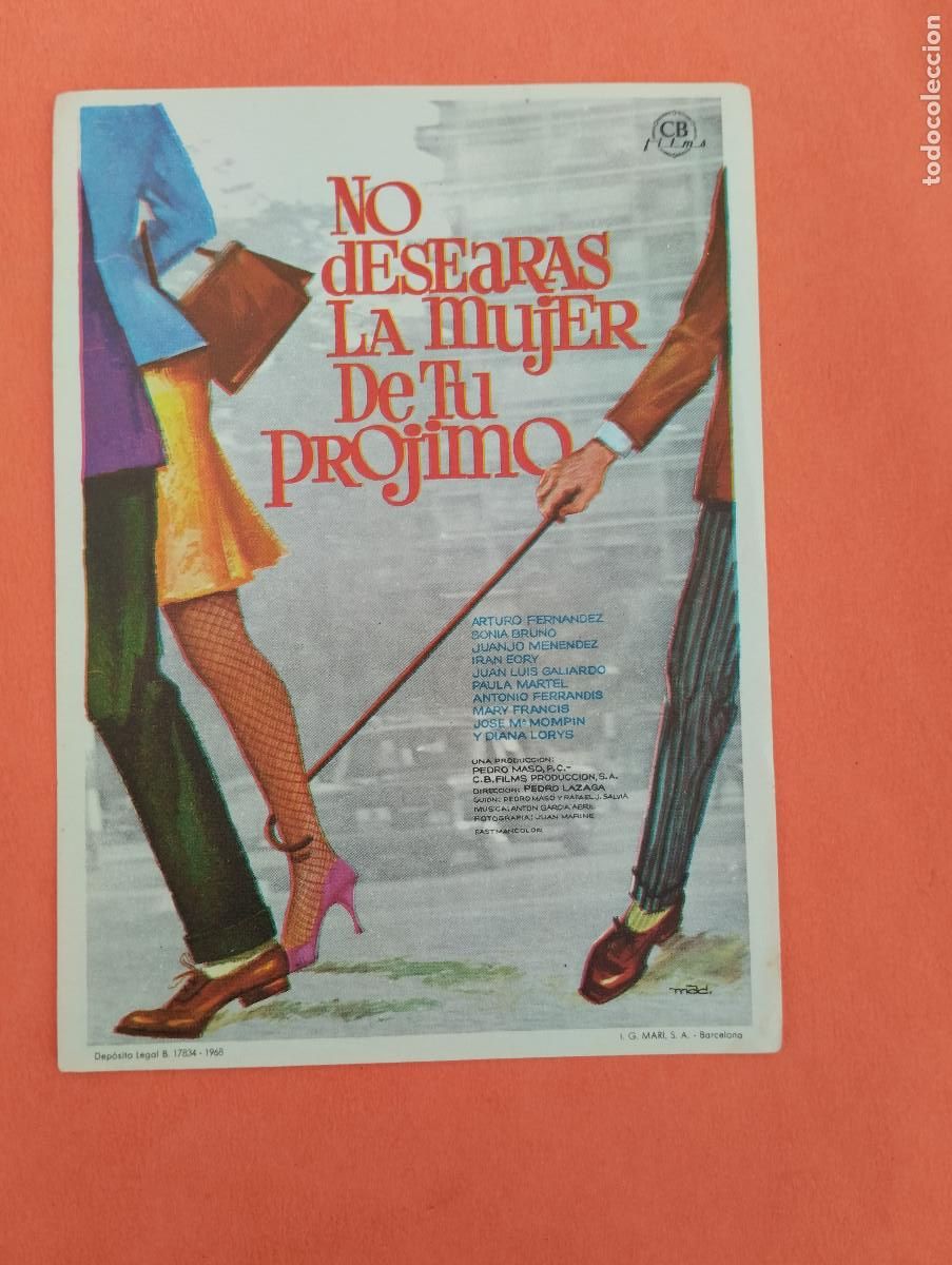 Cine: PROGRAMA CINE. NO DESEARAS LA MUJER DE TU PROJIMO. REVERSO EN BLANCO.