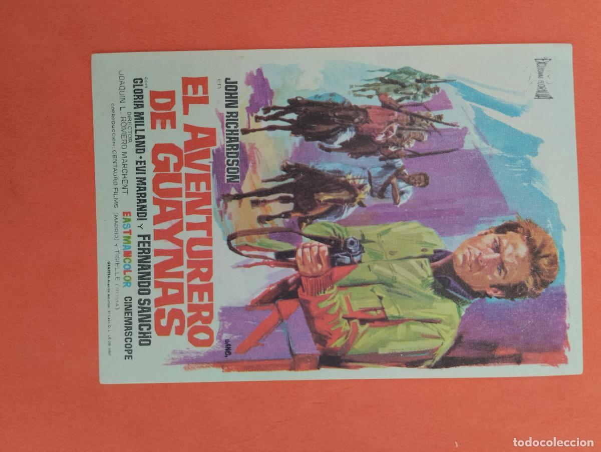 Cine: PROGRAMA CINE. EL AVENTURERO DE GUAYNAS. REVERSO EN BLANCO.