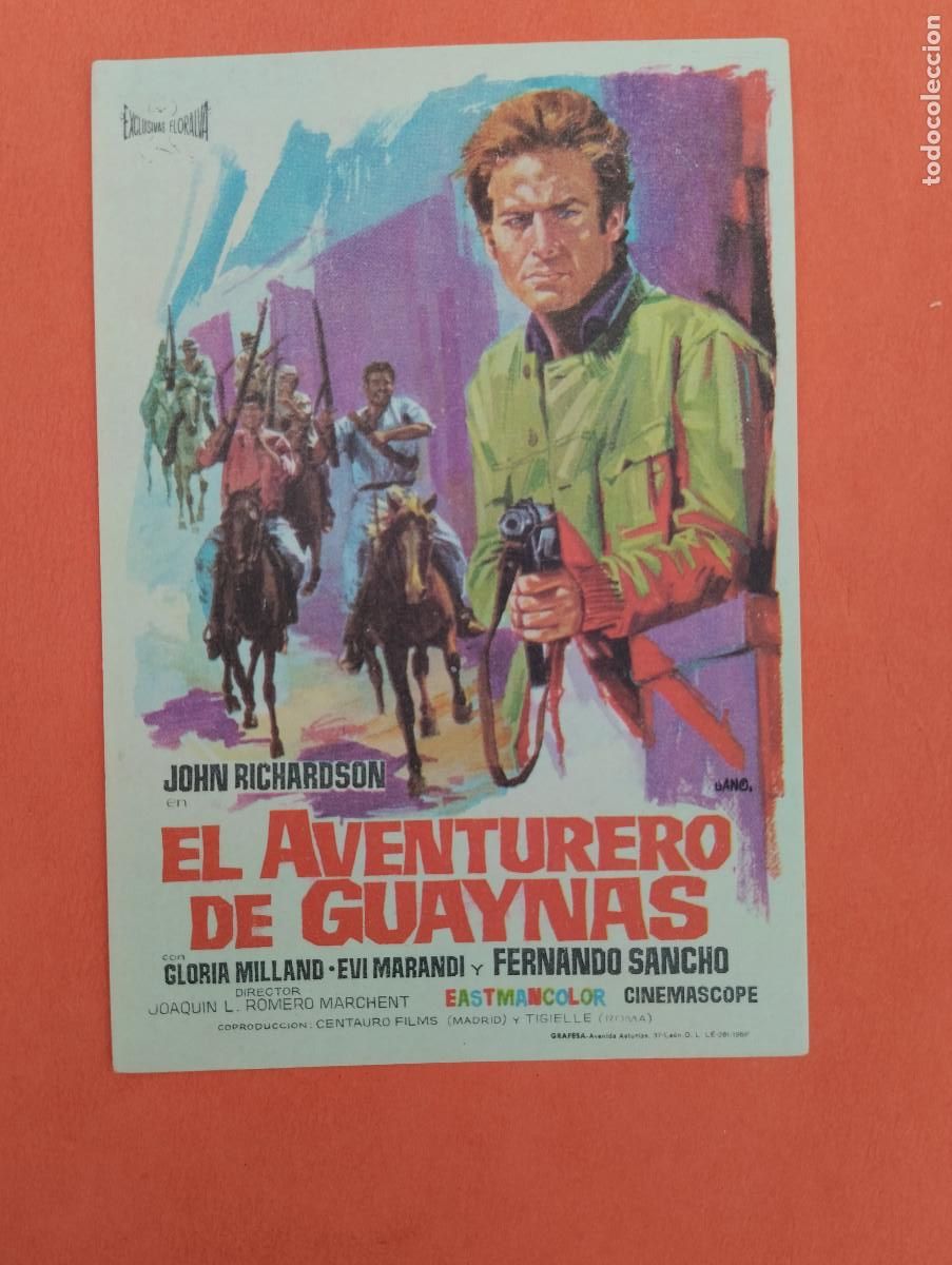 Cine: PROGRAMA CINE. EL AVENTURERO DE GUAYNAS. REVERSO EN BLANCO.