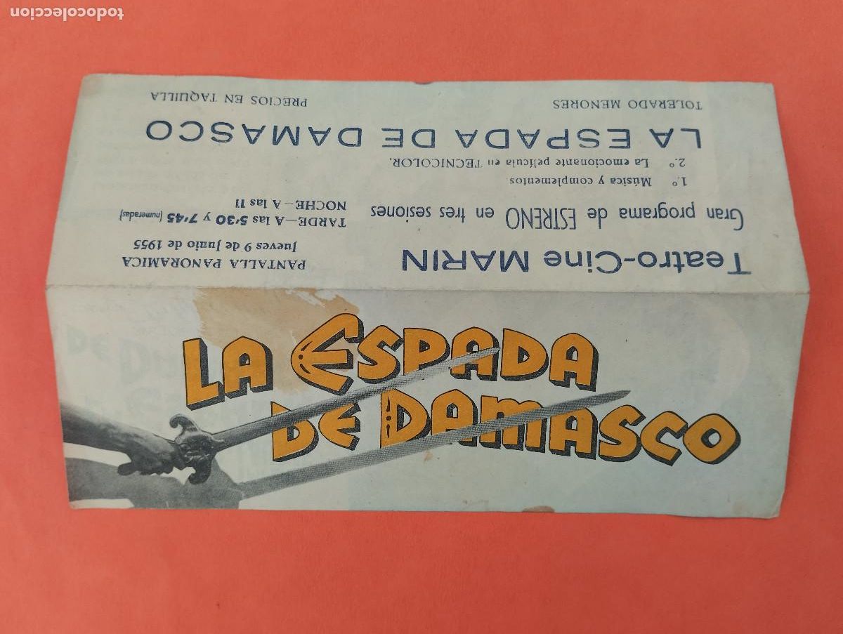Cine: PROGRAMA CINE. LA ESPADA DE DAMASCO. CINE MARIN. TERUEL.. - Foto 1