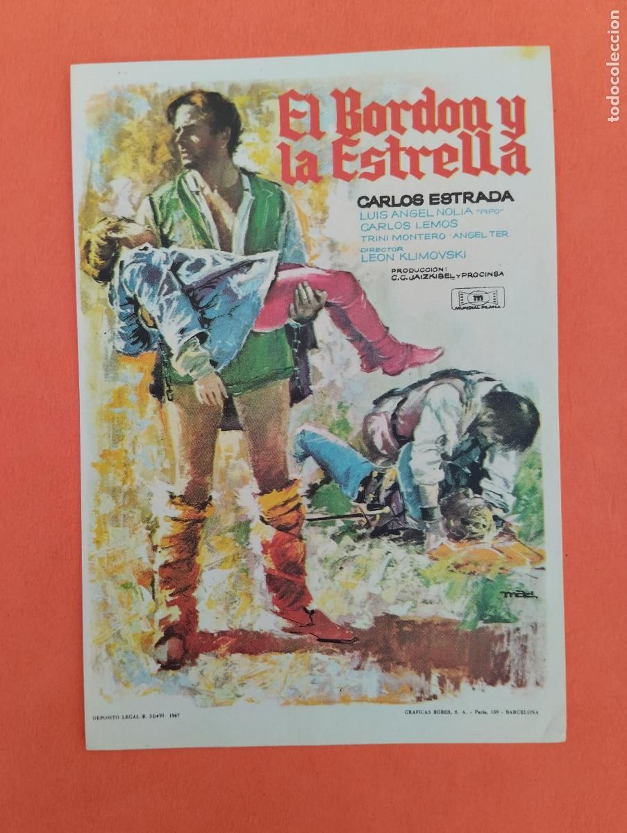 Foglietti di film di film antichi di cinema: PROGRAMA CINE. EL BORDON Y LA ESTRELLA. REVERSO EN BLANCO.