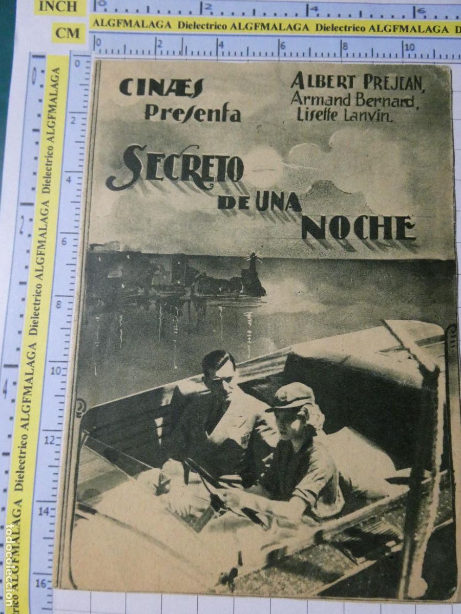 Cine: FOLLETO CARTEL DE MANO DE CINE PEL&Iacute;CULA SECRETO DE UNA NOCHE. 396