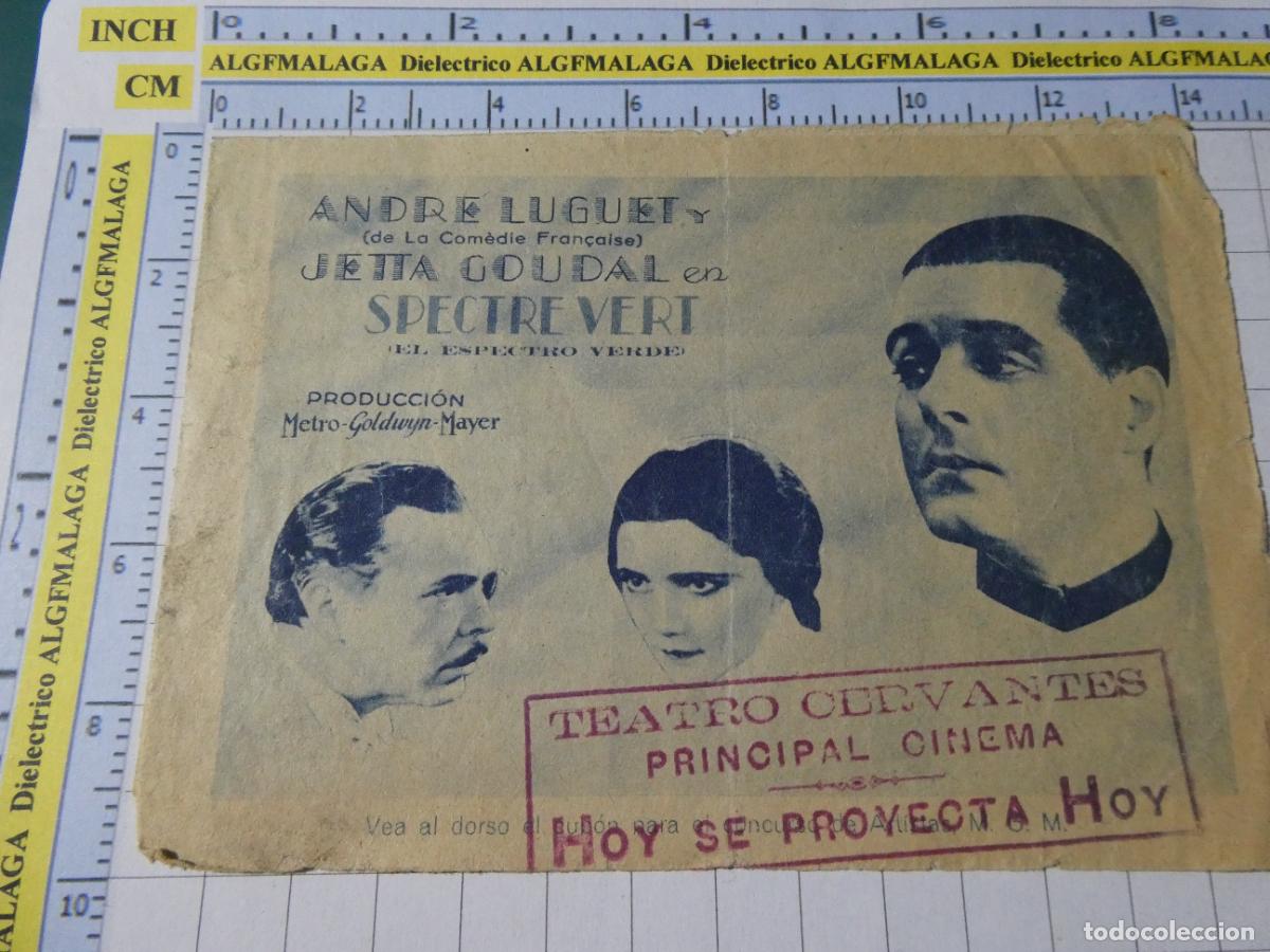 Cine: FOLLETO CARTEL DE MANO DE CINE PEL&Iacute;CULA SPECTRE VERT TEATRO CERVANTES PRINCIPAL CINEMA. 397