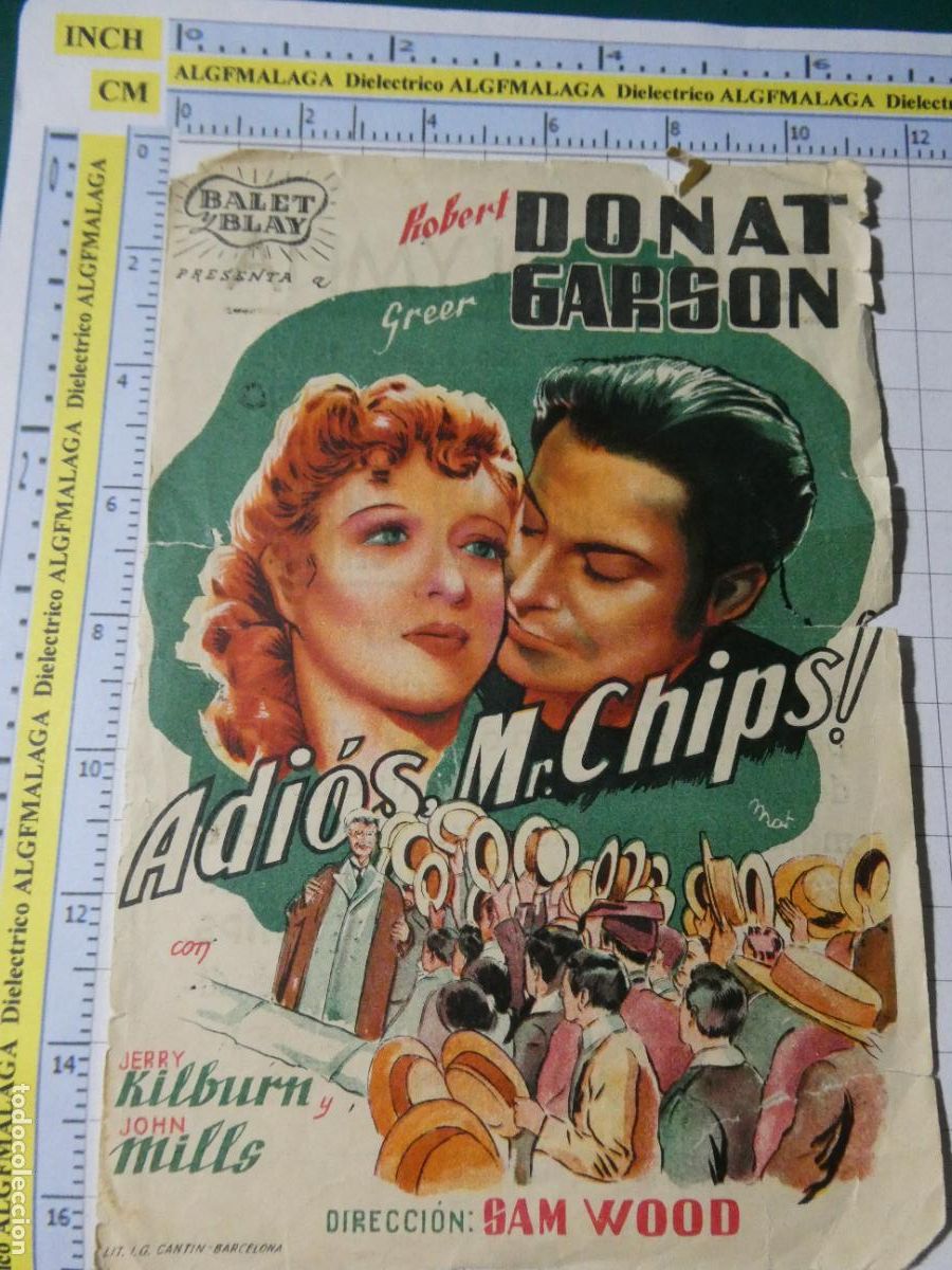 Cine: FOLLETO CARTEL DE MANO DE CINE PEL&Iacute;CULA ADI&Oacute;S MR CHIPS 1944 COLISEO OLYMPIA GRANADA. 402