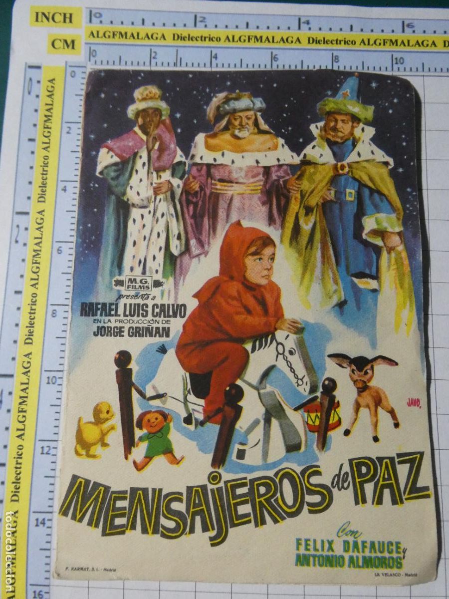 Cine: FOLLETO CARTEL DE MANO DE CINE PEL&Iacute;CULA MENSAJEROS DE PAZ TRES REYES MAGOS 1958 CINE GOYA. 403
