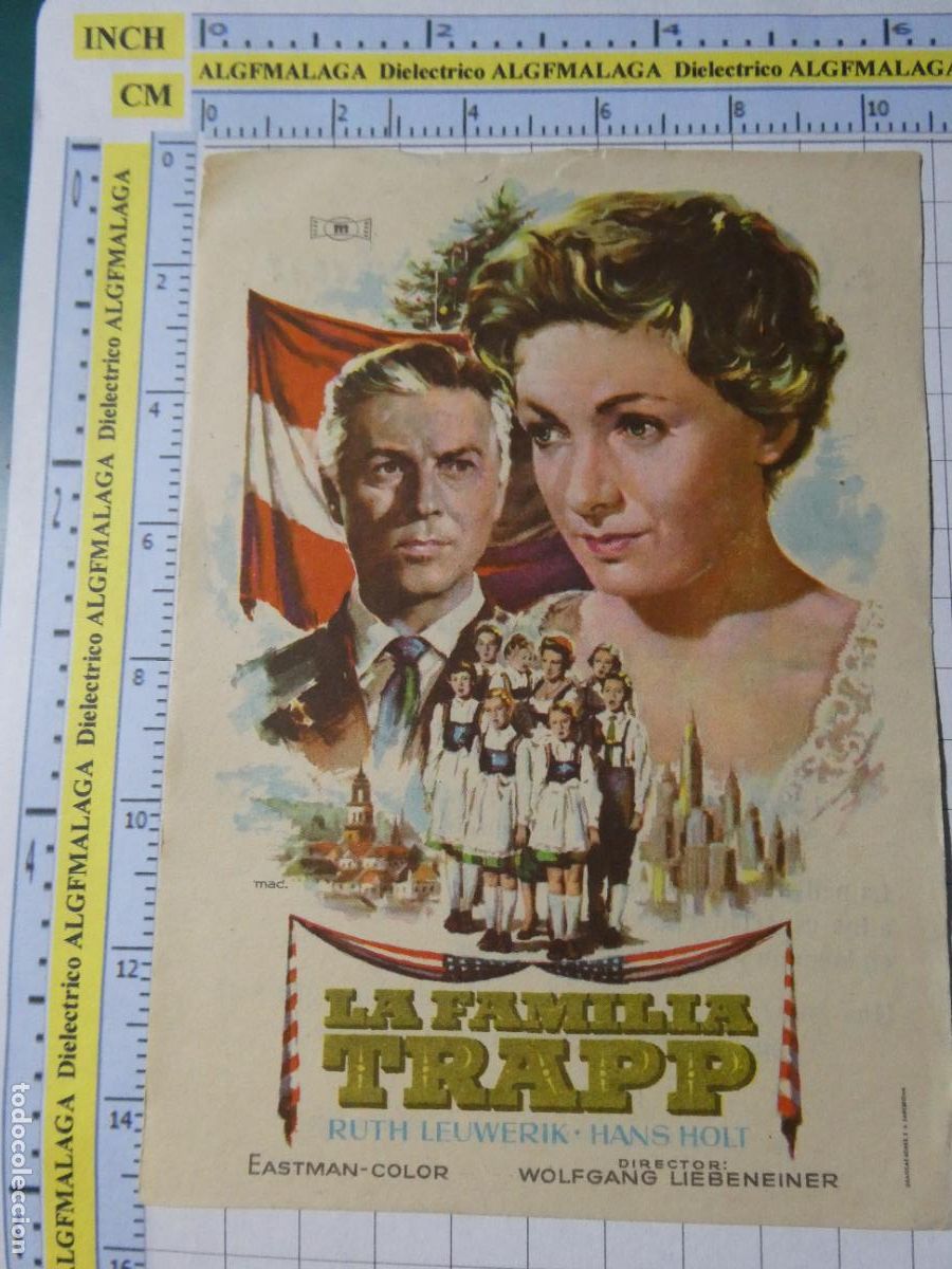Cine: FOLLETO CARTEL DE MANO DE CINE PEL&Iacute;CULA LA FAMILIA TRAPP PUBLICIDAD CINE GRANADA 405