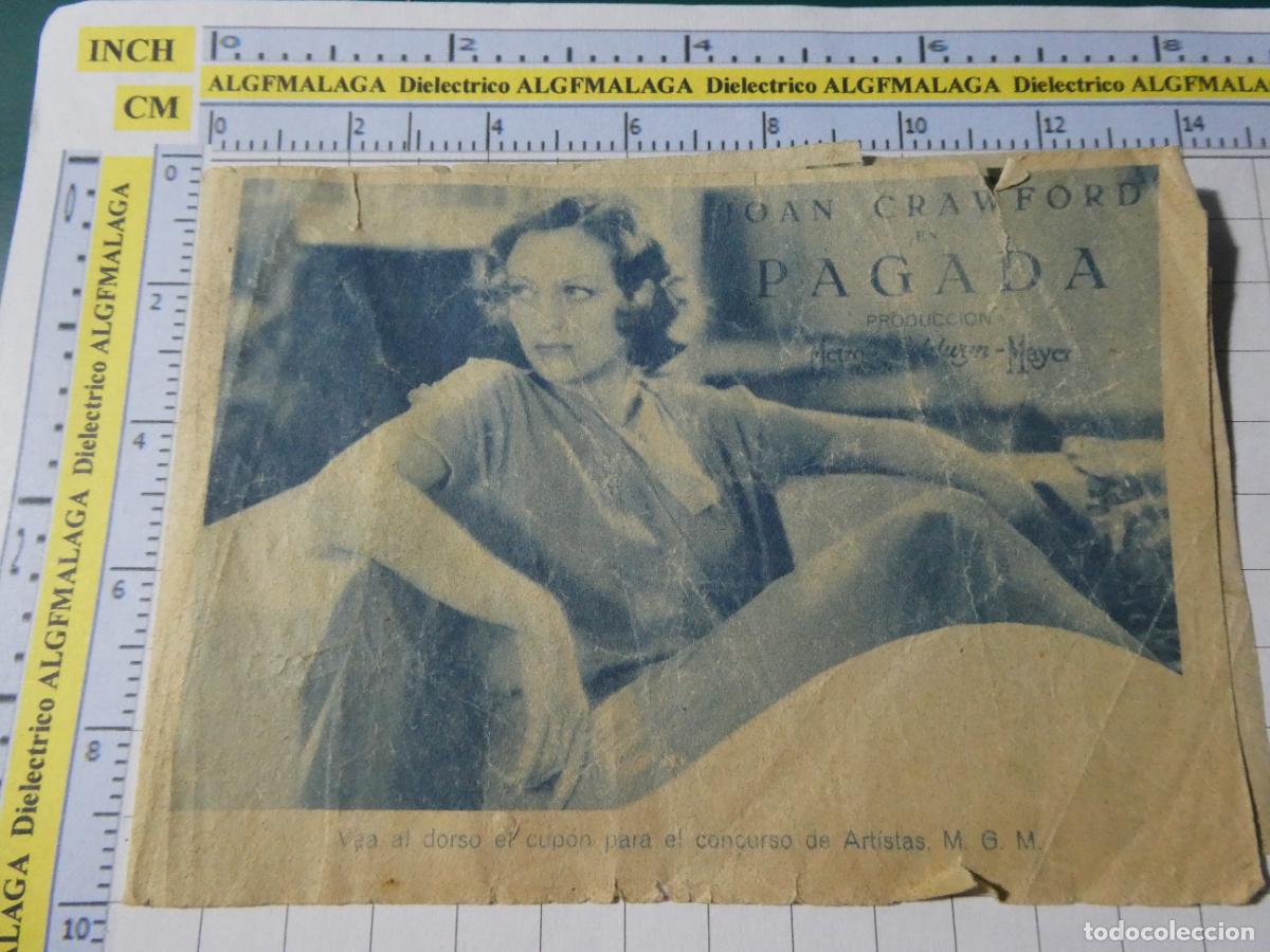 Cine: FOLLETO CARTEL DE MANO DE CINE PEL&Iacute;CULA PAGADA DE JOAN CRAWFORD . CONCURSO ARTISTAS MGM 409