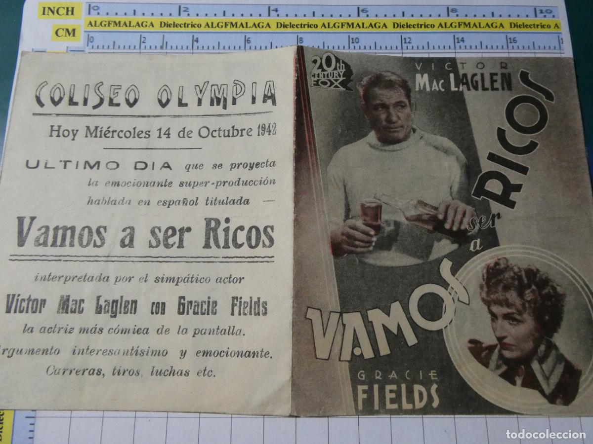 Cine: FOLLETO CARTEL DE MANO DE CINE PEL&Iacute;CULA VAMOS A SER RICOS 1942 COLISEO OLYMPIA GRANADA 410