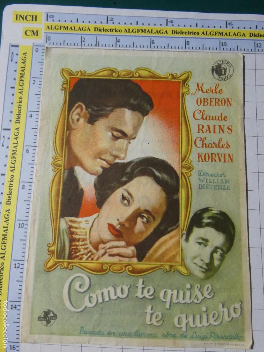 Cine: FOLLETO CARTEL DE MANO DE CINE PEL&Iacute;CULA COMO TE QUISE TE QUIERO TEATRO CERVANTES GRANADA 412