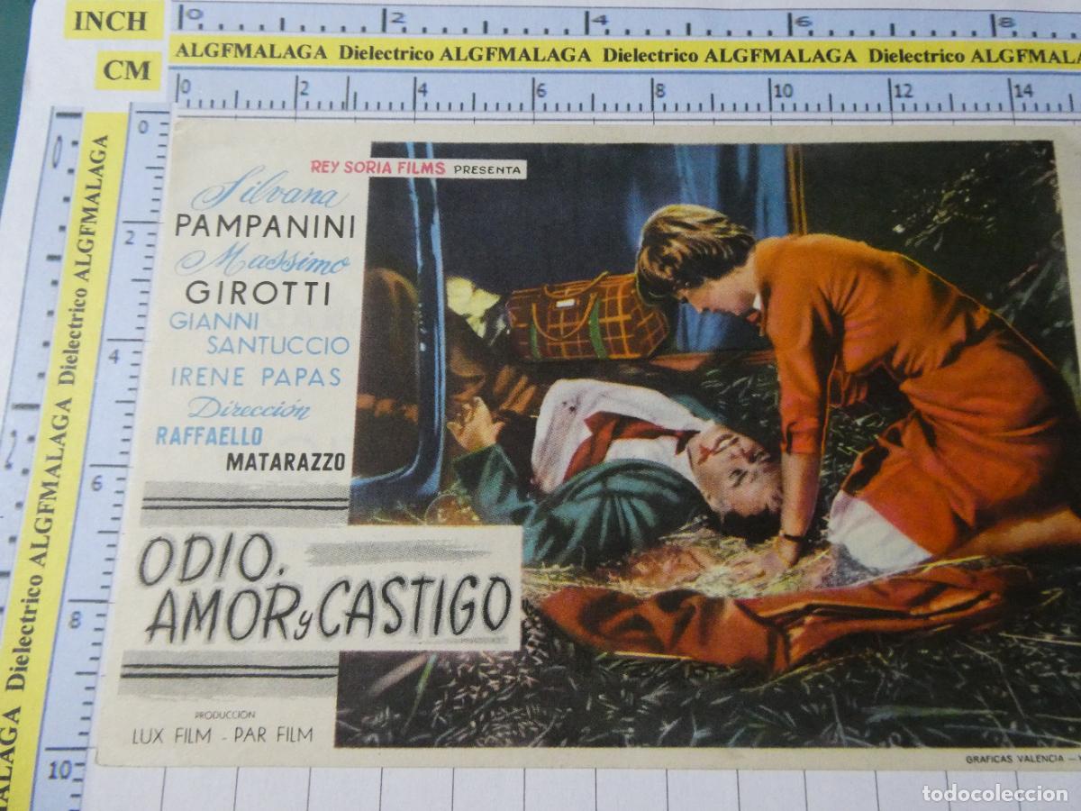 Cine: FOLLETO CARTEL DE MANO DE CINE PEL&Iacute;CULA ODIO AMOR Y CASTIGO 1956 TEATRO CERVANTES GRANADA 413