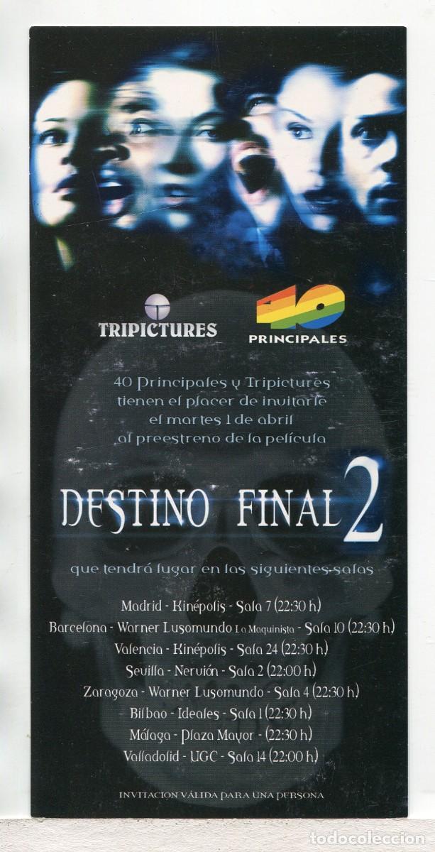 Cine: DESTINO FINAL 2, de Jeffrey Reddick. INVITACI&Oacute;N DE PREESTRENO.