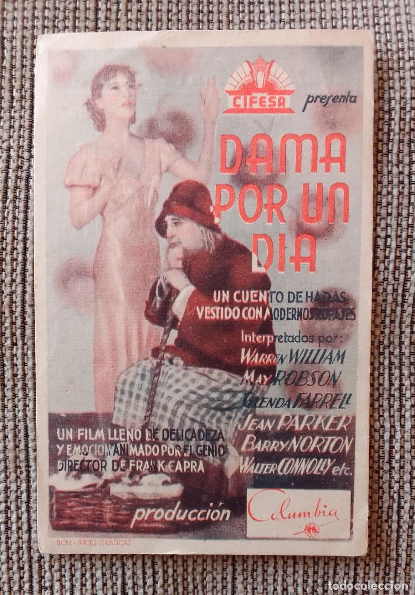 Cine: PROGRAMA DE CINE. DAMA POR UN DIA. 1935. COLUMBIA. SALA EDISON. FIGUERAS. DE MANO.