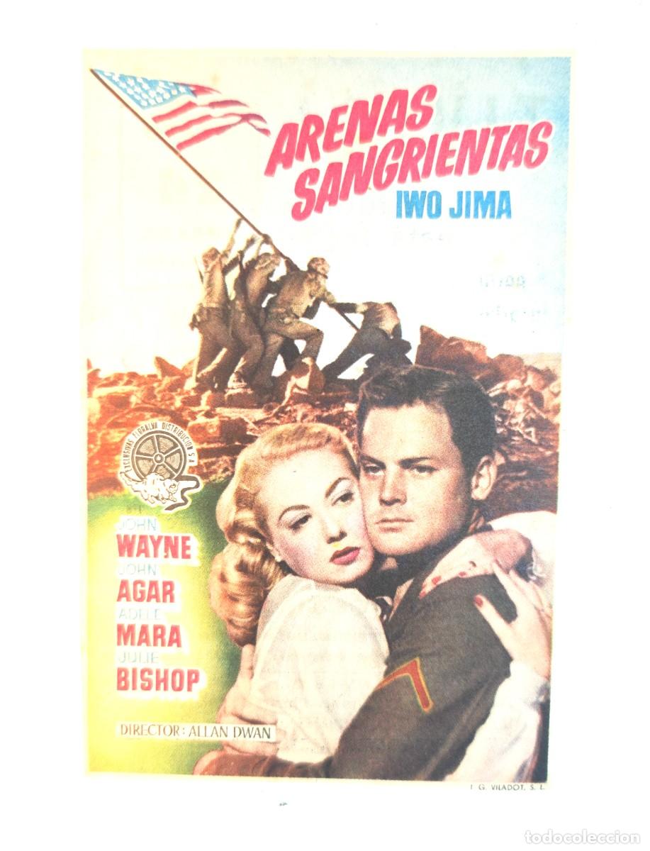 Cine: ARENAS SANGRIENTAS &ndash; PROGRAMA DE MANO CINE A&Ntilde;OS 50 &ndash; JOHN WAYNE &ndash; SANDS OF IWO JIMA &ndash; COLECCIONISMO