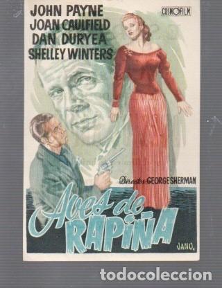 Cine: CINE FOLLETO DE MANO ACTORES JOHN PAYNE T&Iacute;TULO AVES DE RAPI&Ntilde;A KURSAAL