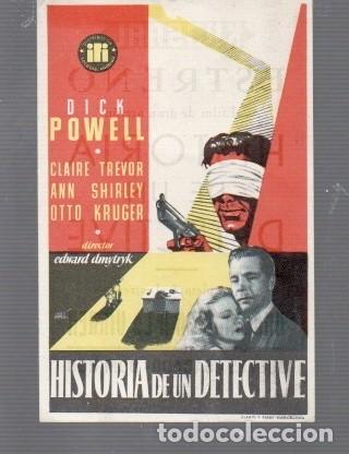 Cine: CINE FOLLETO DE MANO ACTORES DICK POWELL T&Iacute;TULO HISTORIA DE N DETECTIVE KURSAAL