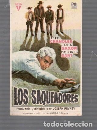 Cine: CINE FOLLETO DE MANO ACTORES JEFF CHANDLER T&Iacute;TULO LOS SAQUEADORES KURSAAL REUS