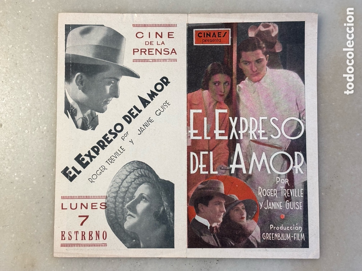 Cine: Folleto, programa de cine, el expreso del amor, cine de la prensa, 1930