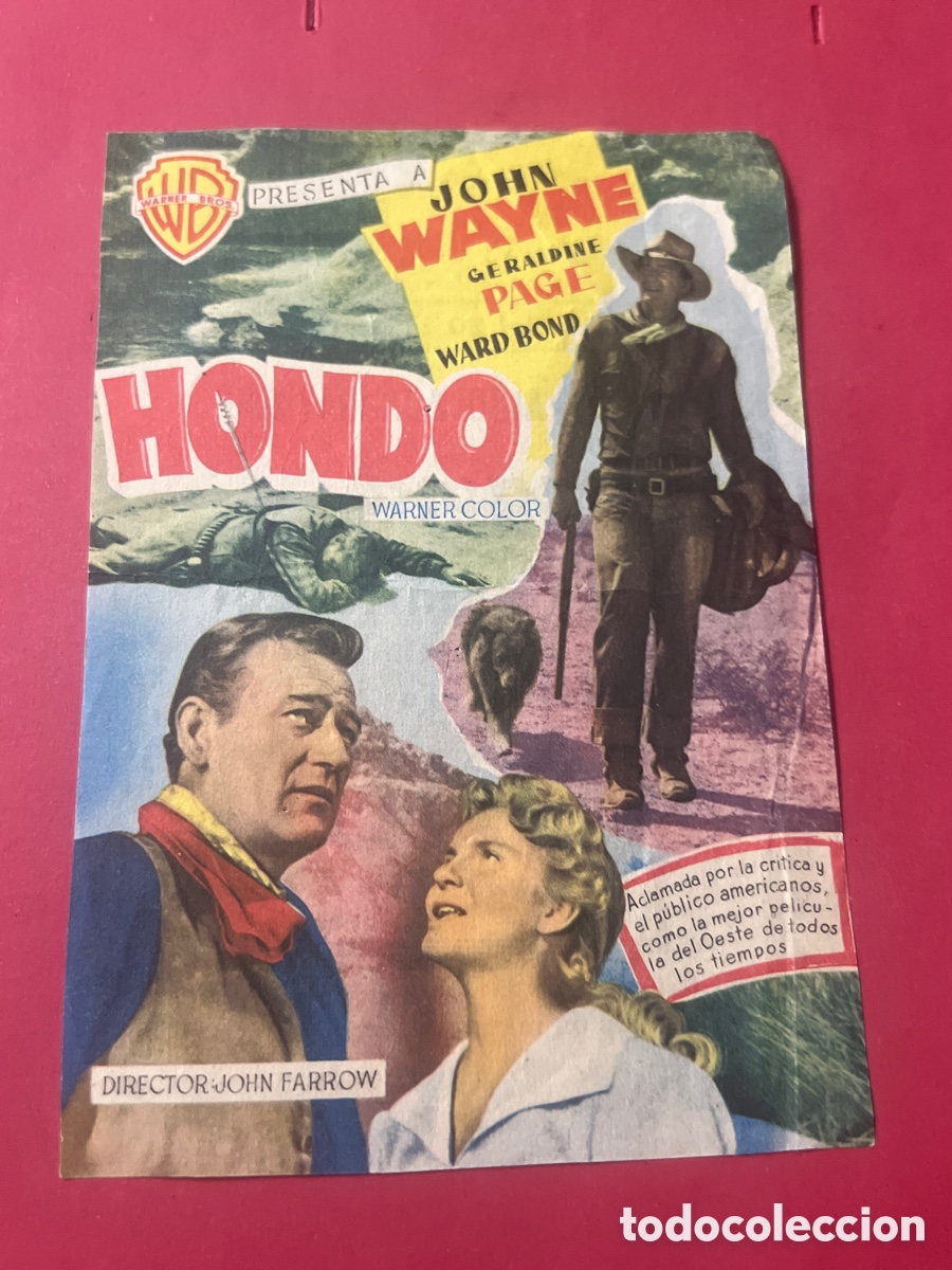 Cine: L860/9. PROGRAMA CINE. HONDO. JOHN WAYNE. CINE - LAS ARENAS - Foto 1