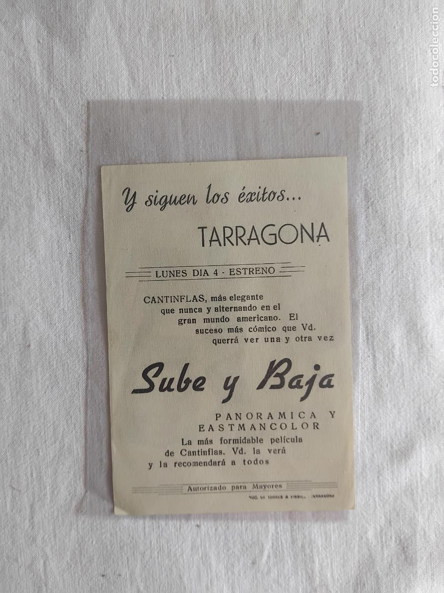 Cine: PROGRAMA DE CINE SUBE Y BAJA. CANTINFLAS.. TARRAGONA. ESTRENO. - Foto 2