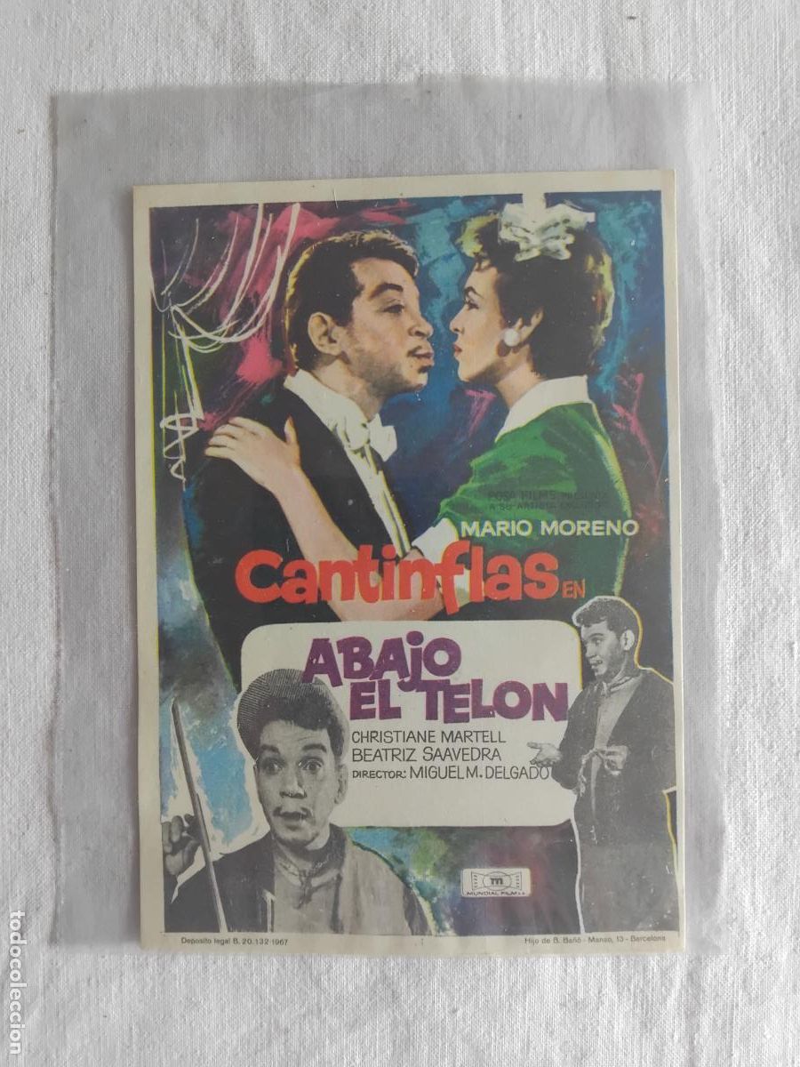 Cine: PROGRAMA DE CINE MARIO MORENO CANTINFLAS EN ABAJO EL TELON. ODEON CINEMA.