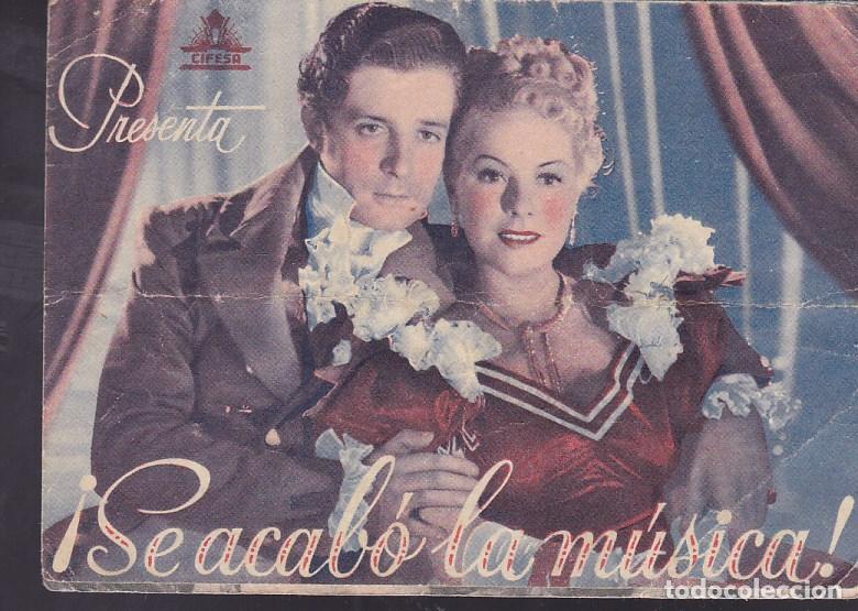 Cine: F16-4-Folleto de Mano. (D&iacute;ptico) .SE ACAB&Oacute; LA M&Uacute;SICA. Jimmy Durante