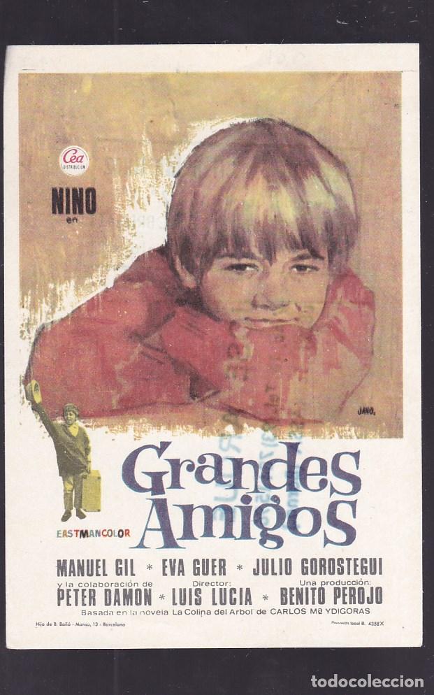 Cine: F16-5-Folleto de Mano. GRANDES AMIGOS Mnuel Gil. Tampones dorso Hospitalet y Terrassa