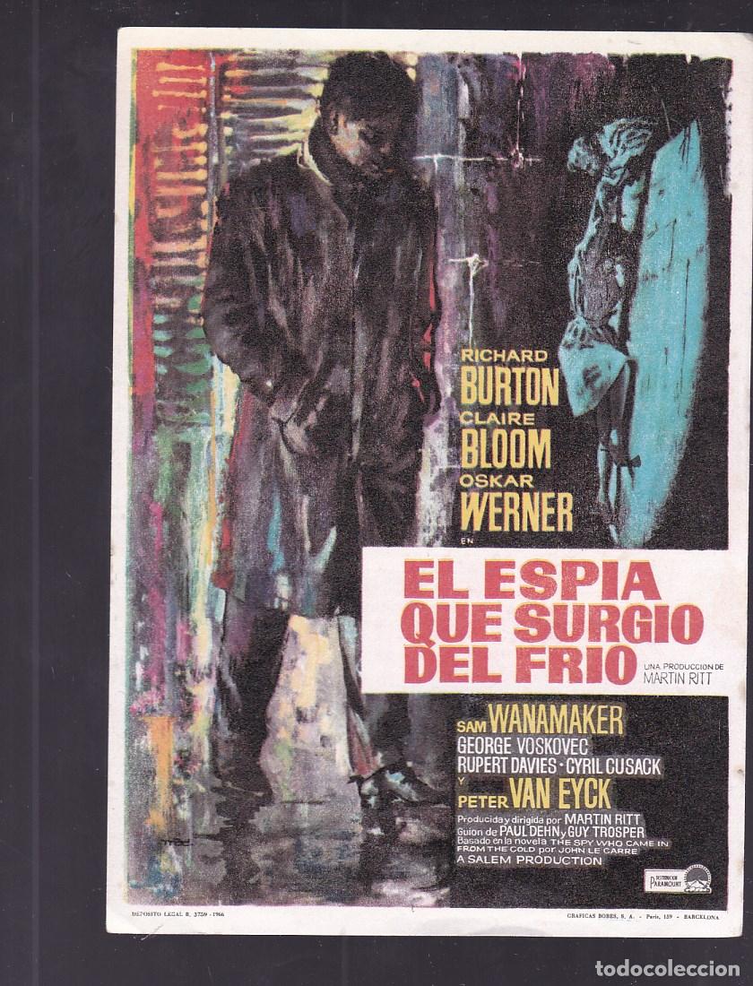 Cine: F16-7-Folleto de Mano.EL ESPIA QUE SURGI&Oacute; DEL FR&Iacute;O. Richard Burton