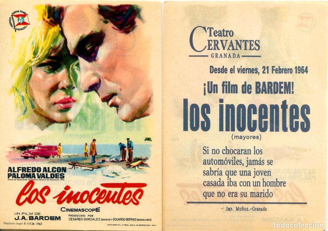 Cine: FOLLETO DE MANO ORIGINAL LOS INOCENTES J.A. BARDEM CINE TEATRO CERVANTES 1964 GRANADA