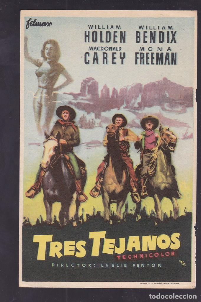 Cine: F16-18-Folleto de Mano. TRES TEJANOS. William Holden