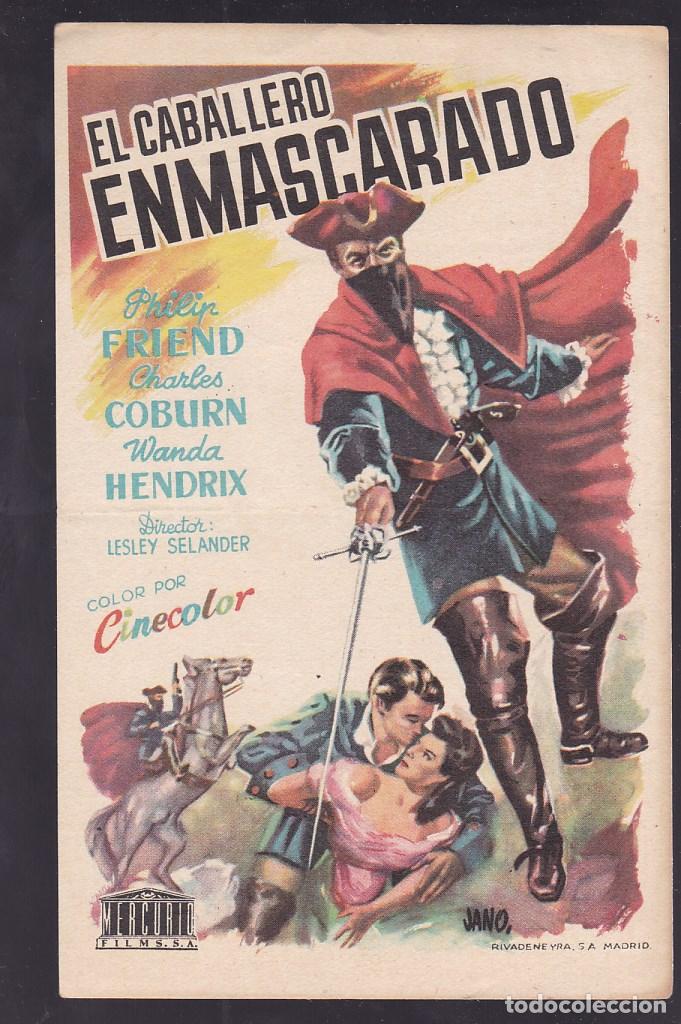 Cine: F16-23-Folleto de Mano. EL CABALLERO ENMASCARADO Philip Friend