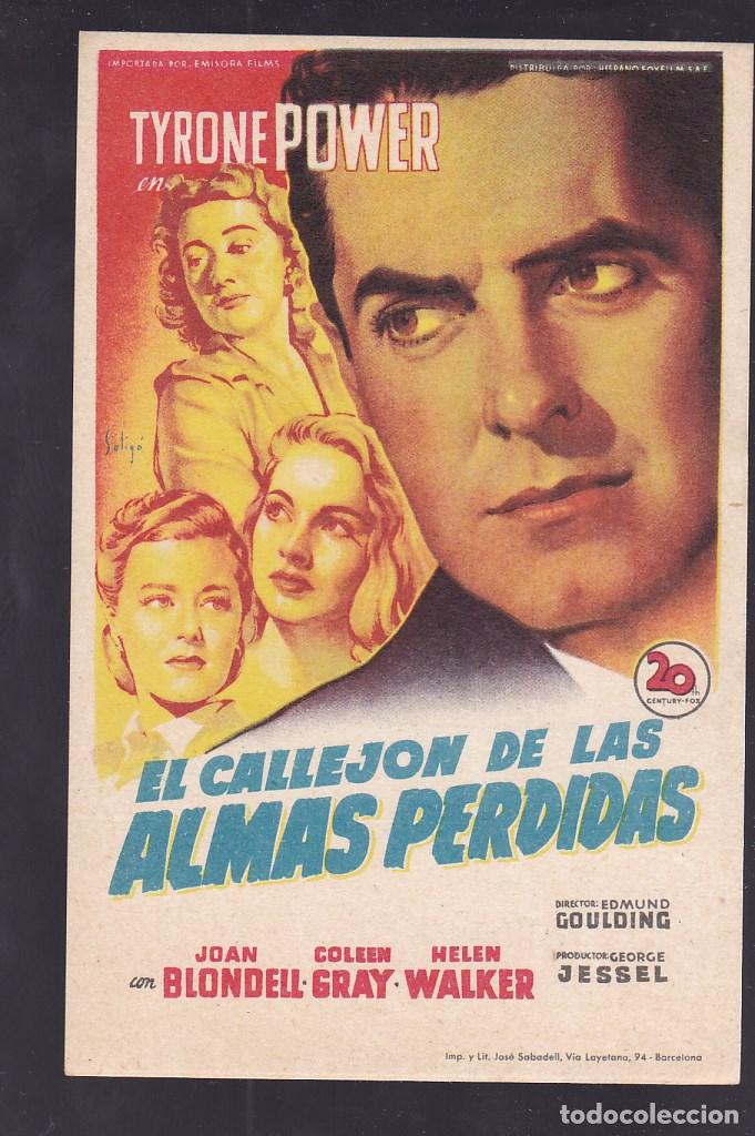 Cine: F16-23-Folleto de Mano. EL CALLEJON DE LAS ALMAS PERDIDAS Tyrone Power
